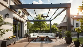Moderne Aluminium- Glas- Lamellen- Überdachung
